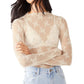 Women's Lace Layering Top Long Sleeve Sheer Mesh Mock Neck Undershirt Y2K Lace Floral Tops See Through Shirt Blouse