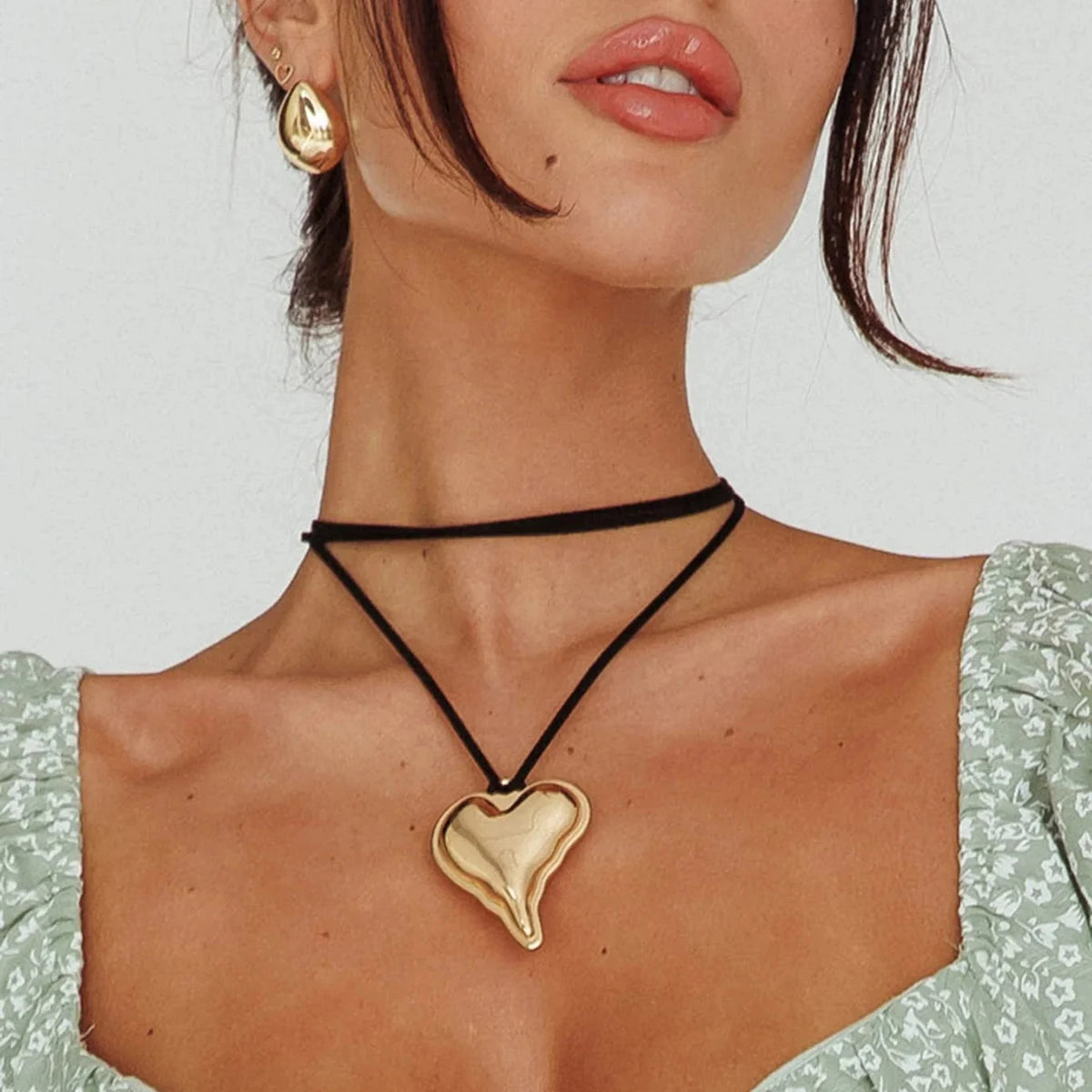Minimalism Glossy Shine Stainless Steel Irregular Geometric Metal Wax Rope Necklace For Women Waterproof Jewelry