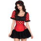 Womens Halloween Ladybug Cosplay Costume Polka Dot Puff Sleeve Tutu Mini Dress Maid Apron and Hat Carnival Fancy Dress