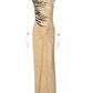 Women Tiger Print Sexy Maxi Dress Elegant Sleeveless Backless Bodycon Long Dress Female Tie Dye Ruched Club Party Dress