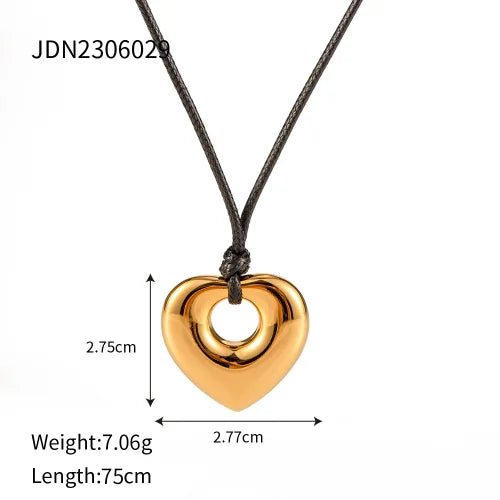 Trendy Stainless Steel Waterproof Irregular Geometric Metal Wax Rope Necklace Gold Silver For Women Jewelry Gift