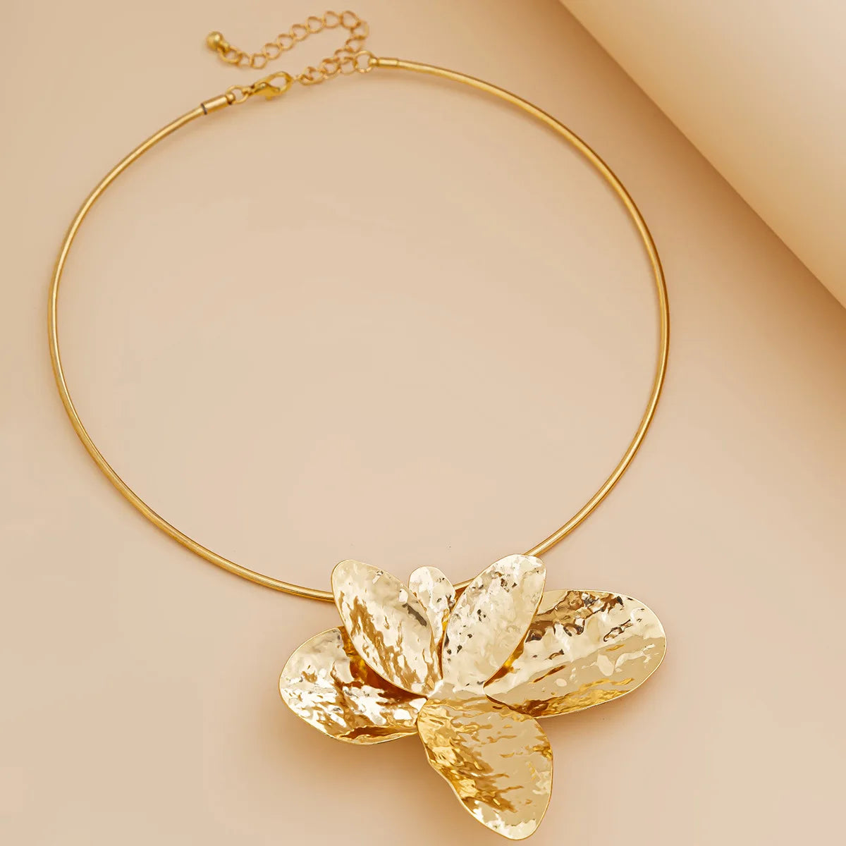 Exaggerated Punk Large Flower Torques Necklace Petal Stud Earrings for Women Grunge Jewelry Set Steampunk Party Gift