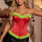 Christmas Corset Bustier Women Plush Fur Trim Strapless Tube Top Front Button Back Lace Tie Waist Cincher Party Outfit