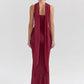Wine Red Sexy Two Piece Sets Women Neckerchief Strapless Crop Tops And Maxi Skirt Sets Club Party Skirt Two Piece Sets