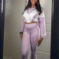 Contrast Patchwork Tracksuit 2 Piece Set Women Zipper Cardigan Jacket+Skinny Pants Casual Fashion Simple Sporty Suit