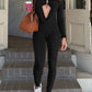 Sexy Jumpsuits Women Metal Decoration Swing Collar Long Sleeve Slim Peach Hip Midnight Street Clubwear Party Overalls