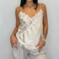 Women Lace Silk Satin Tank Tops Y2k Fairy V Neck Camisole Sleeveless Spaghetti Strap Summer Going Out Tops Streetwear
