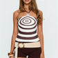 Women Y2K Spiral Print Halter Top Backless Sleeveless Crop Top Summer Retro Aesthetic Slim Fit Party Clubwear Streetwear