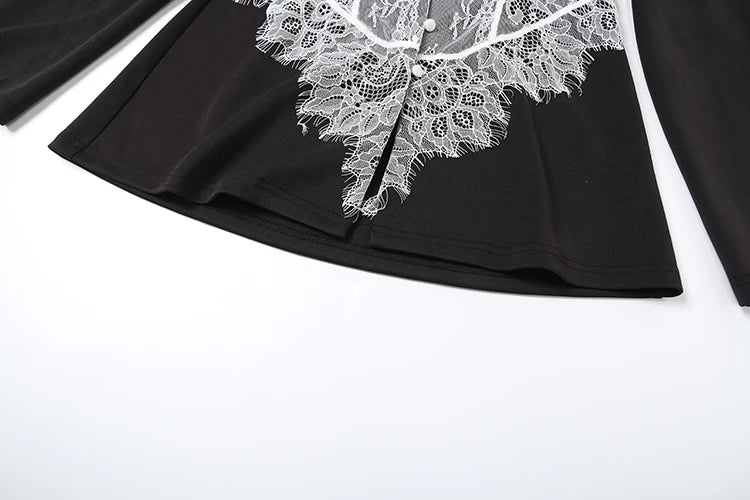 Basic Jacquard Patchwork Jacket Women V-Neck Single-Breasted Full Sleeve Fall Trend Office Street Skinny Chic Crop Coat