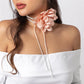 Exaggerated Big Rose Flower Choker Necklace for Women Wed Bridal Goth Kpop Adjustable Bowknot Chain Y2K Accessories New