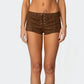 Y2K Faux Suede Lace Up Mini Shorts for Women Low Rise Drawstring Waist Side Lace Up Hot Pants Casual Summer Rave Party