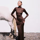 Turtleneck Long Sleeve Maxi Dress For Women Fashion Irregular Bodycon Long Dress Femme Temperament Evening Dress