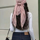 Bohemian Solid Lace Trim Scarf for Women Square Cotton Silk Hijabs Soft Sun-Protection Shawl Summer Beach Sarong Headband