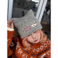 Y2K Cute Solid Kitten Embroidery Cat Ear Beanie For Women