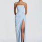 Chiffon Off-shoulder Strapless Sexy Maxi Dress Women Elegant Sleeveless Backless High Split Ruched Club Party Dress