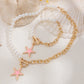 2Pcs Boho Punk Starfish OT Buckle Pendant Choker Necklace Bracelet Women Elegant Imitation Pearl Chain Y2K Jewelry Set