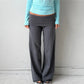 Women Wide Leg Pants Solid Fold Over Waist Casual Trousers Spring Fall Straight Leg Sweatpants Bottoms Y2K Streetwear