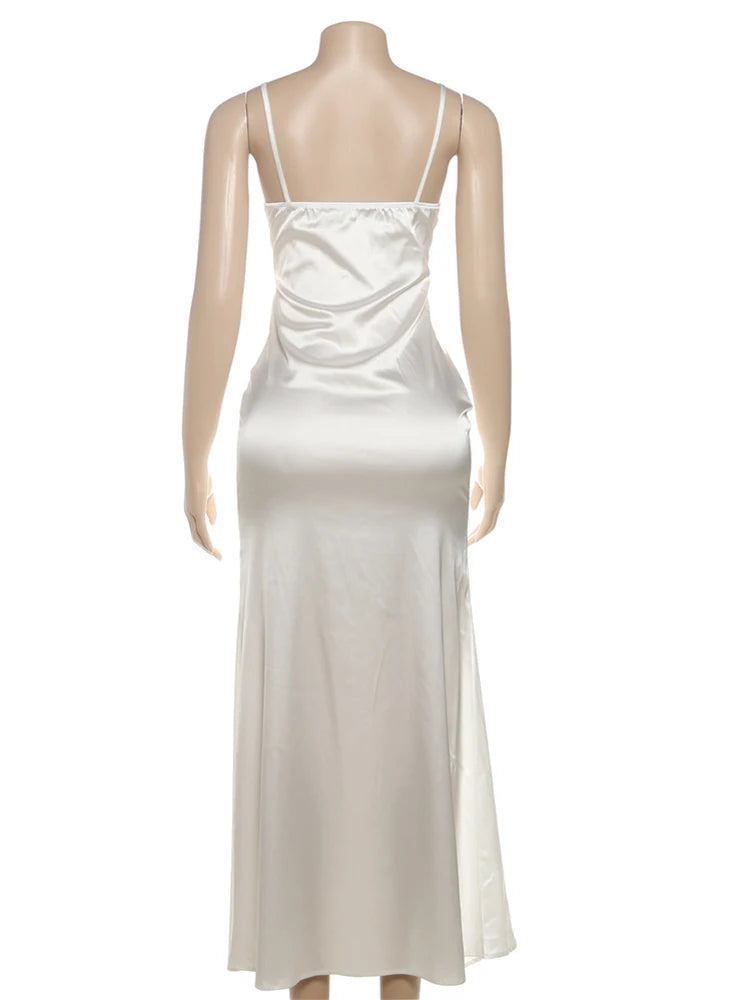 Sexy Bow Jacquard Dress Women Simple Sleeveless V-Neck Midnight Banquet Party Vacation Hipster Stretch Long Bodycon