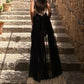 Sexy Jacquard Patchwork Dress Women Fashion See Through Backless Low-Neck Sleeveless Trend Vacation Party Bodyocn