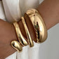 Gold Color Hip Hop Wide Stackable Bracelets Set for Women Fashion Punk Water Drop Bangles Jewelry Gift 3 Styles