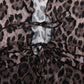 Transparent Leopard Print Chiffon Shirts & Blouses Sexy Tie Front V-neck Flare Sleeve Ruffle Tops for Women