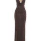 Women Rhinestone Maxi Dress Sleeveless Deep V Neck Backless Bodycon Mermaid Long Dress Evening Party Club Formal Gown