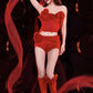 3D Rose Applique 2 Piece Set Women Sexy Simple Tank Top+Ruched Bike Short Trend Hottie Music Festival Party Suits