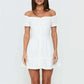 Y2K Aesthetic Off Shoulder Frill Mini Dress Women Textured Fabric Front Buttons Back Bow Slim Party Vacation Sundress