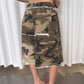 Women Camo Cropped Bermuda Shorts Elastic Waist Drawstring Frayed Hem Wide Leg Shorts Daily Streetwear Loose Bottoms