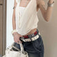 Y2K Chic Tube Top+Swing Collar Vest Chain Halter Sexy Backless Sleeveless 3d Flowers Daily Summer Trend Commute Tees