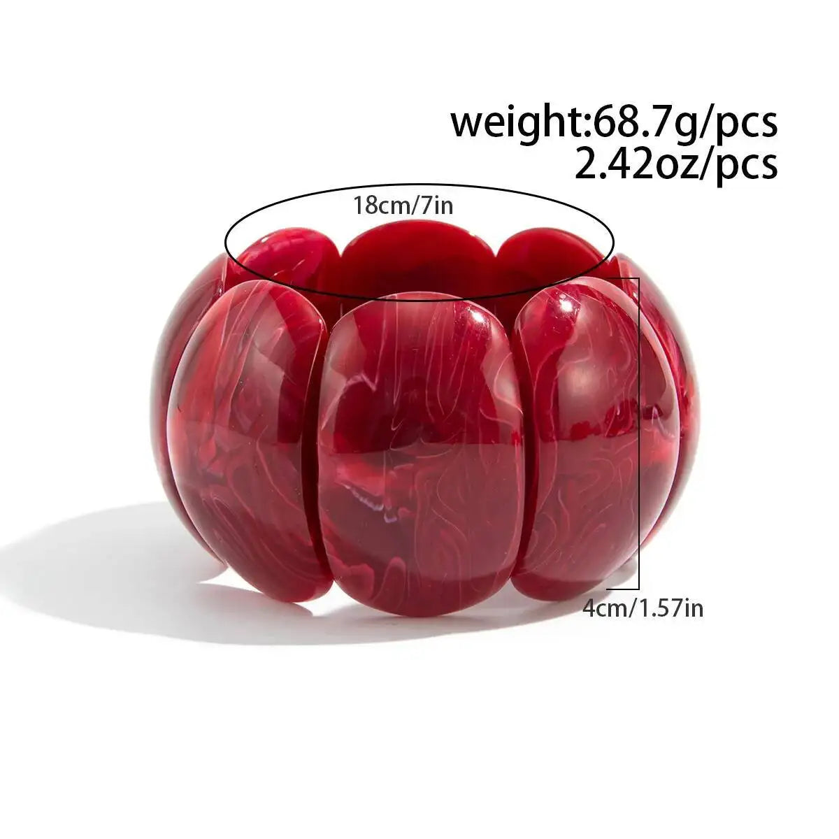 6 Style Vintage Red Resin Acrylic Bracelets for Women Punk Splice Metal Tube Beaded Handmade Bangles Aesthetics Jewelry