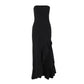 Strapless Ruffled Split Long Dresses Burgundy Black Elegant Evening Gown Party Dresses Woman Clothing