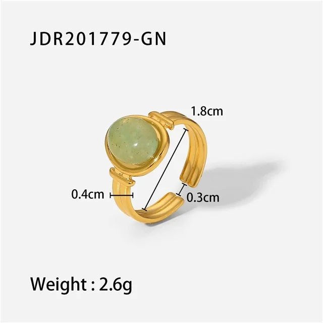 New Design Natural Stone Stainless Steel Ring Women Waterproof Stylish Golden Jewelry 2022 NEW Set