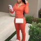 Casual Sporty 2 Piece Set Women Tracksuit Basic Stretch Zip Jacket+Stretch Flare Pants Matching Fitness Street Outfit