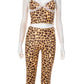 Tracksuit Women 2 Piece Set Casual Leopard Print Y2K Camisole+Mid Pants Tight Stretch Skinny Matching Street Outfits