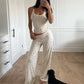 Cozy 2 Piece Sets Woman Outfit Flower Print Ribbed Tank Top and Pant Suits Casual Lounge Wear Trousers Set