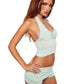 Stripe Print 2 Piece Set Woman Bow Decoration Halter Low-Neck Navel Exposed Tops+Skinny Mini Shorts Sexy Fashion Suit