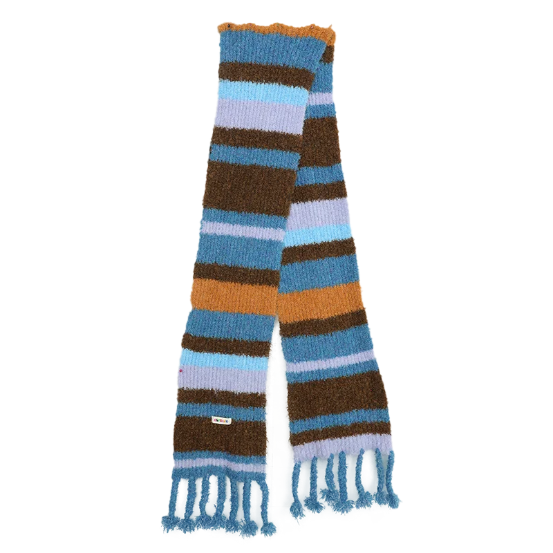 2025 Winter New Arrivals Cute Casual Preppy Sweet Stripe Plush Scarf For Women