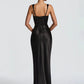 Satin Backless Sexy Maxi Dress Women Elegant Halter Off-shoulder Sleeveless Lace-up Bodycon Club Party Long Dresses