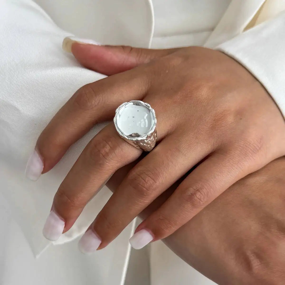 Vintage Irregular Acrylic Rhinestone Metal Rings Trendy Geometric Aesthetic Women's Finger Jewelry Gift