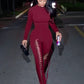 Sexy Fall Jumpsuits Women Diy Shirring o-Neck Full Sleeve Midnight Party Club Stretch Activity Fitness Slim Overalls