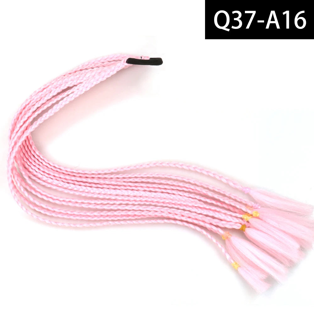 Synthetic Colored Braided Ponytail Hair Extension Rainbow Color Braids Pony Tail With Elastic Band Girl's Pigtail