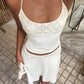 Patchwork Jacquard Simple 2-Piece Set Women Halter Bandage Backless Vest+Irregular Hem Folds Skirt Elegant Party Suit
