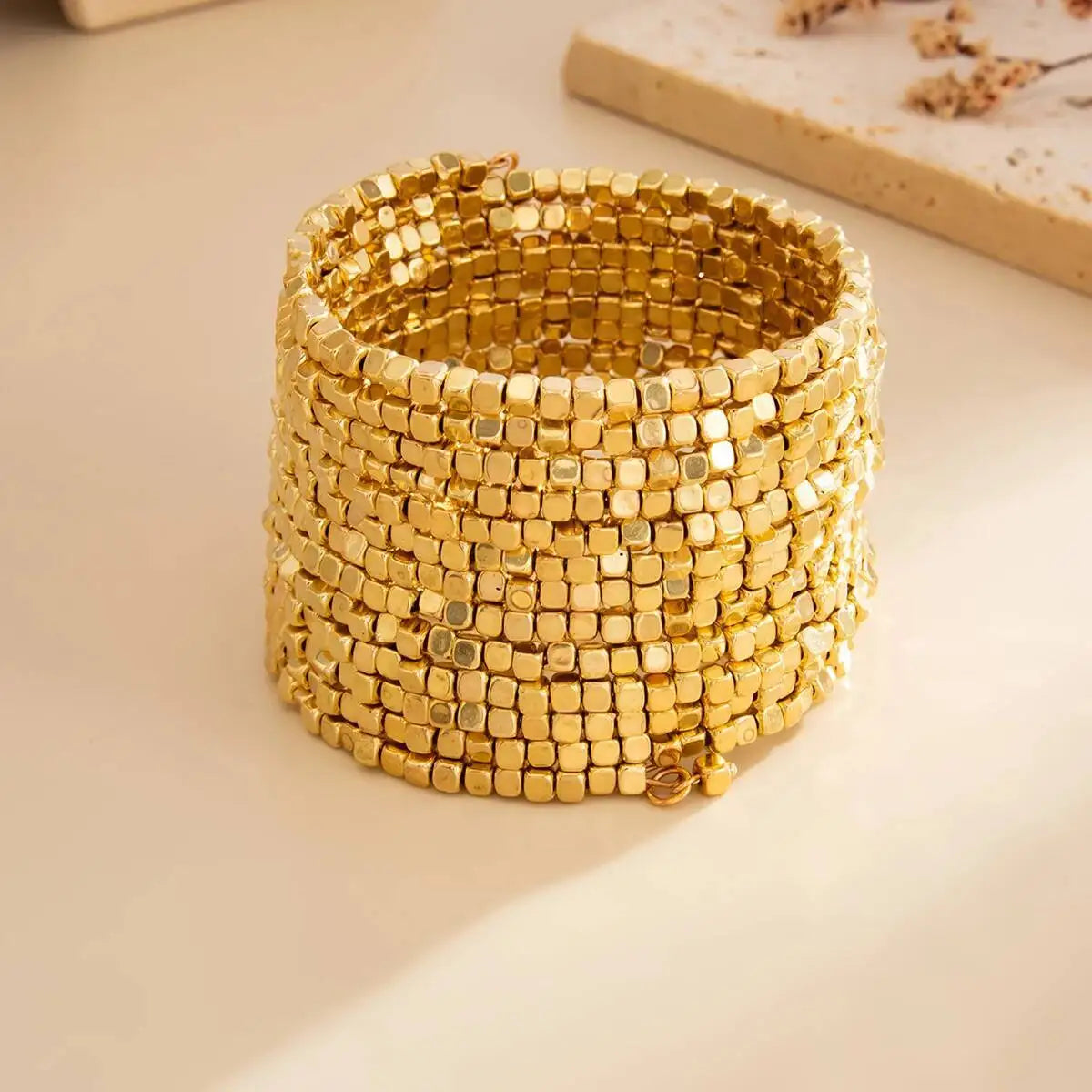 Vintage Multi Layer Wide Bracelet for Women Punk CCB Acrylic Bead Chain Bangle Bracelet 2026 Fashion Jewelry Accessories