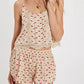 Women's Polka Dot Printed Pajama Set Fashion Satin Lace Trim Tank Tops with Shorts Casual 2Pcs Soft Sleepwear