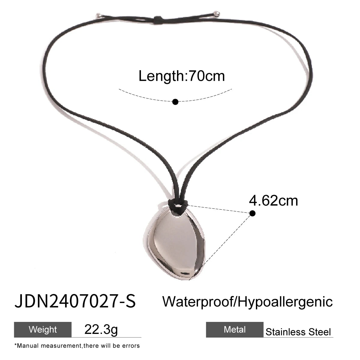 Minimalism Glossy Shine Stainless Steel Irregular Geometric Metal Wax Rope Necklace For Women Waterproof Jewelry