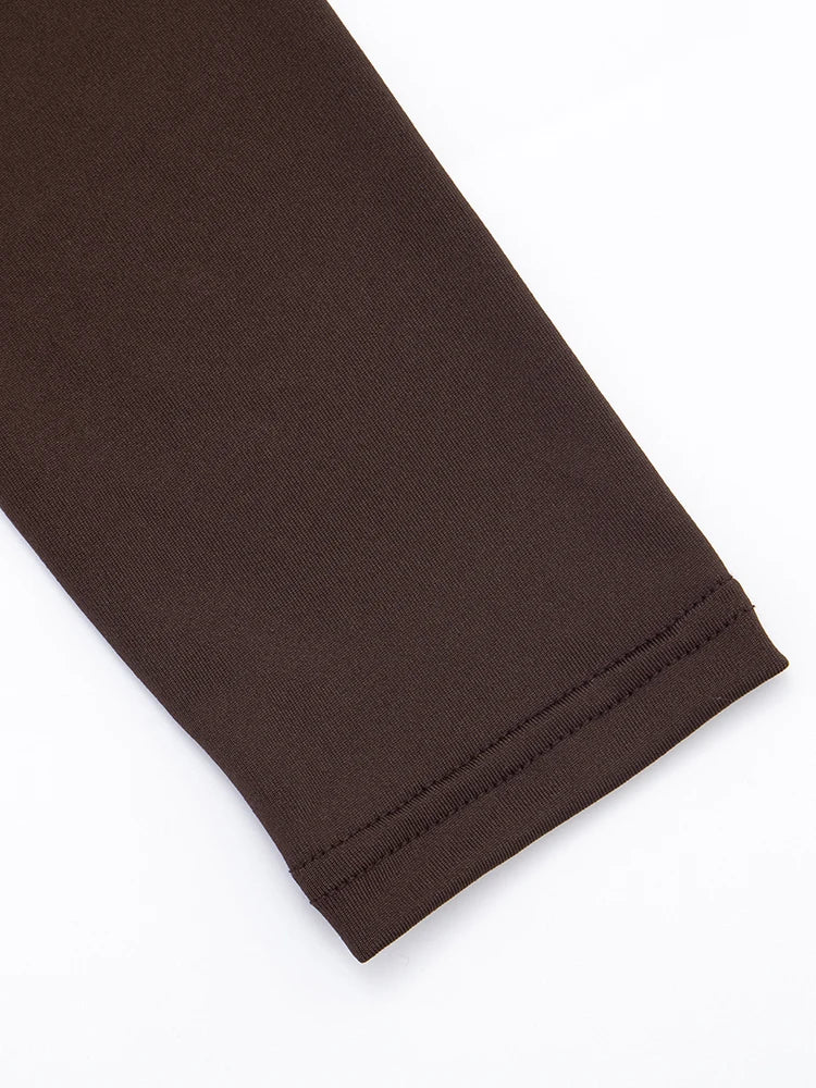 Peach Hip Dress Women Elegant Patchwork Pleat O-Neck Full Sleeve Autumn Trend Classic Sexy Stretch Skinny Maxi Bodycon