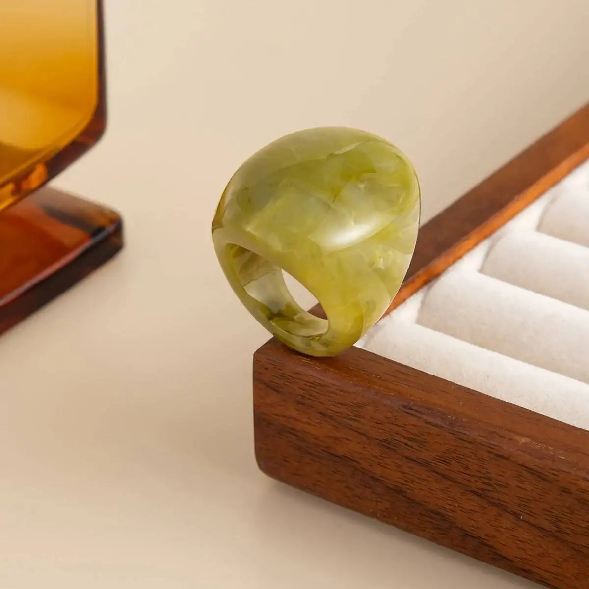 Women's Y2K Boho Multicolored Resin Big Finger Ring Trendy Irregular Knuckle Aesthetic Party Jewelry