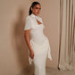 White Cape and Maxi Dress Set Elegant for Woman Wedding Guest Outfits Evening Gown