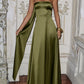 Satin Strapless Backless Maxi Dress with Scarf Elegant Evening Party Dresses for Woman Clothes
